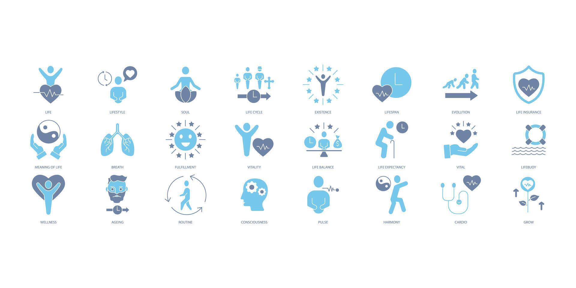 Life icons set. Set of editable stroke icons.Vector set of Life vector