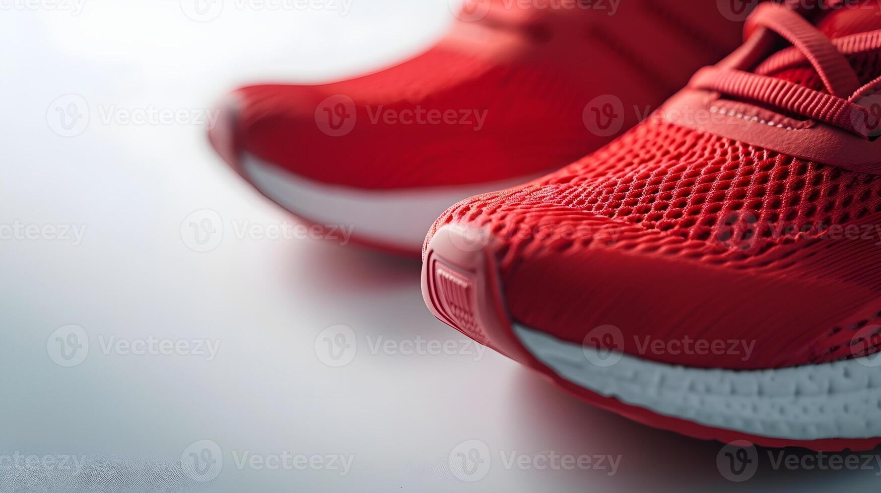 AI generated Close-up portrait of red sports running shoes against white background, generative AI photo