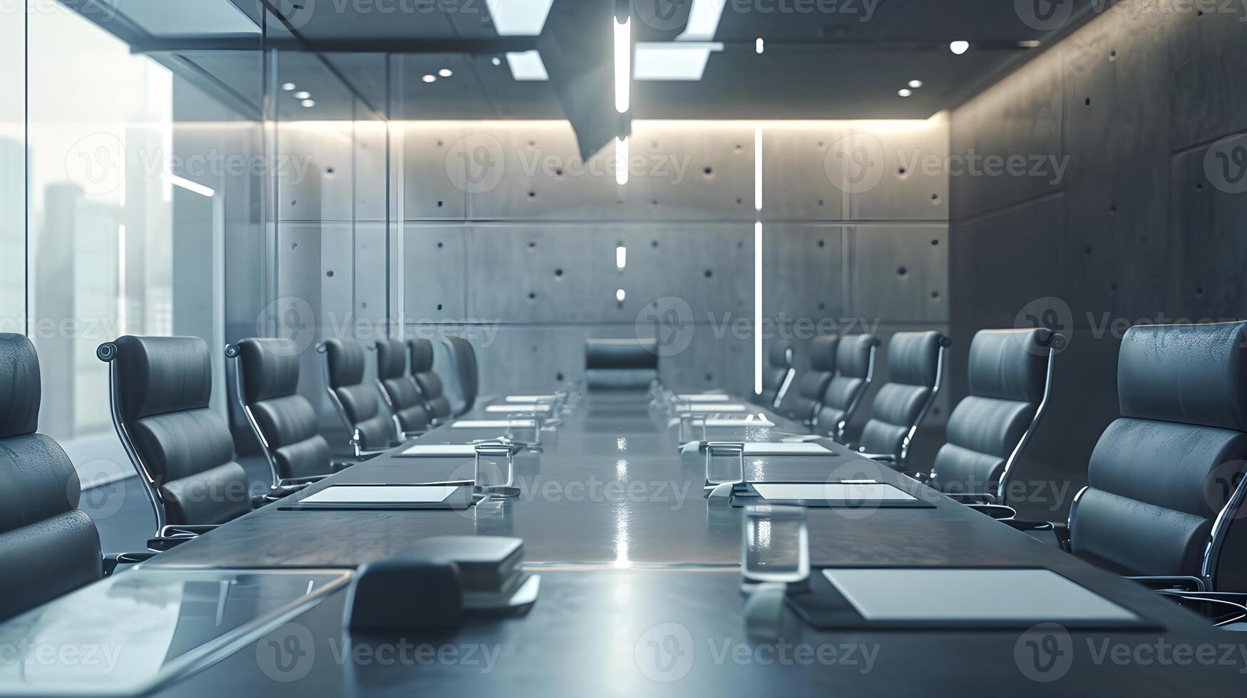 AI generated Portrait of a meeting room in a modern futuristic style office, generative AI photo