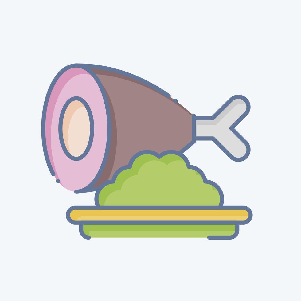 icono jamón. relacionado a rápido comida símbolo. garabatear estilo. sencillo diseño editable. sencillo ilustración vector