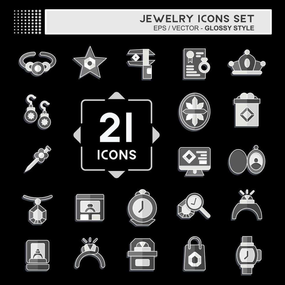 Icon Set Jewelry. related to Wedding symbol. glossy style. simple design editable. simple illustration vector