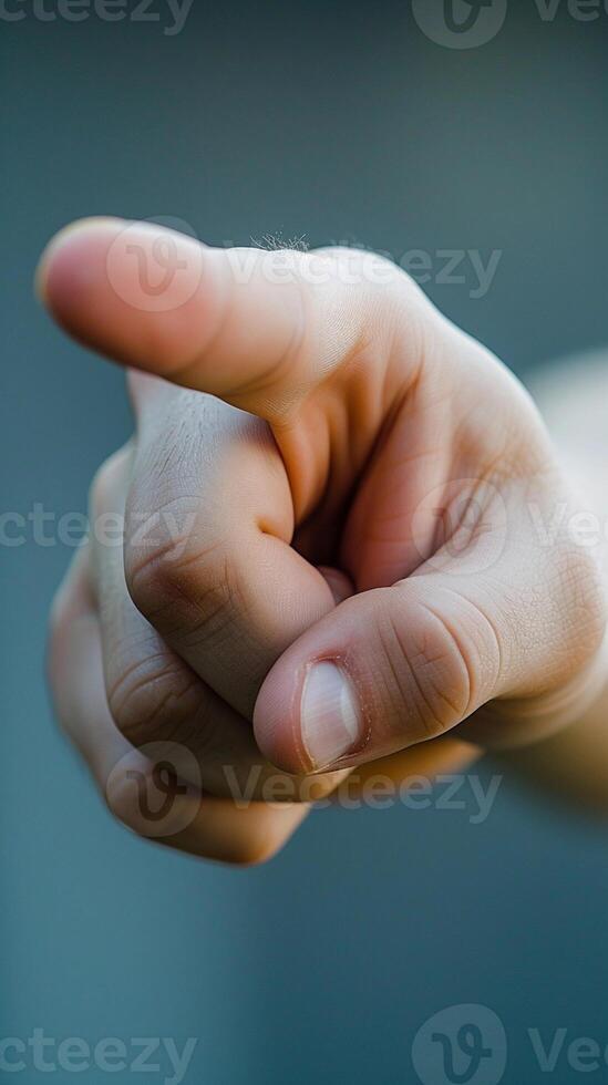 AI generated Hand with an extended index finger pointing in a specific direction, background image, generative AI photo