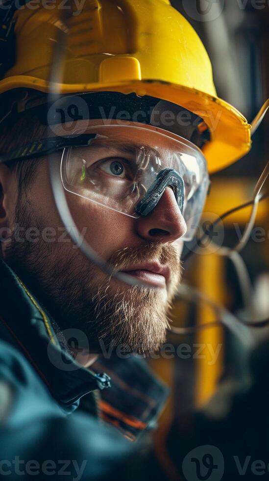 AI generated Portrait of an electrician working seriously, generative AI photo