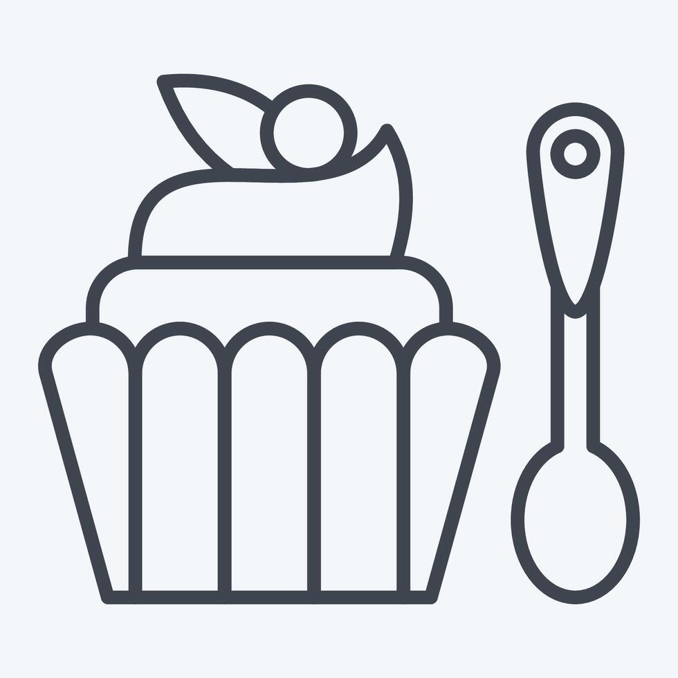 Icon Cupcake. related to Fast Food symbol. line style. simple design editable. simple illustration vector