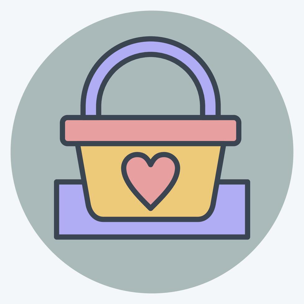 Icon Picnic Basket. related to Picnic symbol. color mate style. simple design editable. simple illustration vector