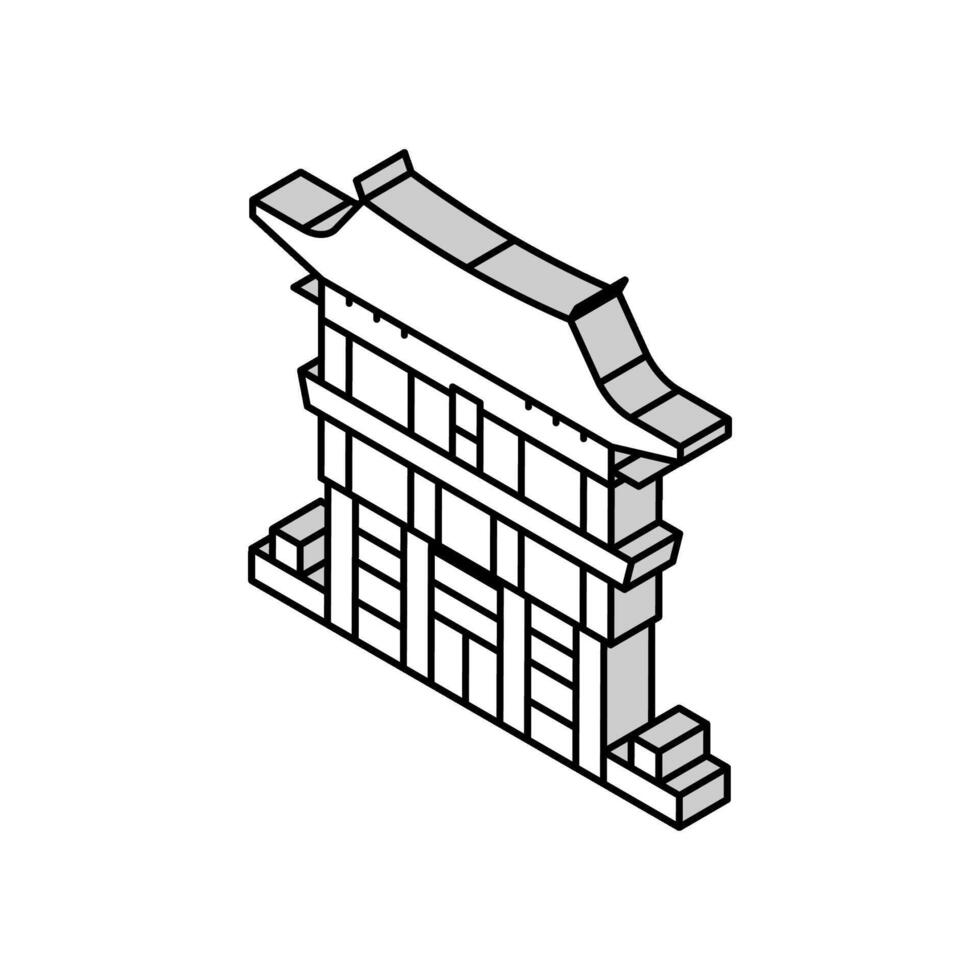 miko shrine maiden shintoism isometric icon vector illustration