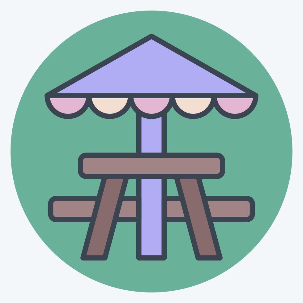 Icon Picnic Table. related to Picnic symbol. color mate style. simple design editable. simple illustration vector
