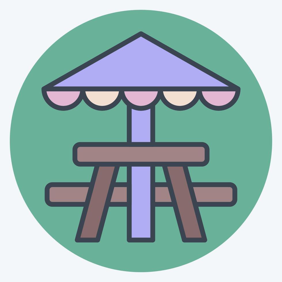 Icon Picnic Table. related to Picnic symbol. color mate style. simple design editable. simple illustration vector