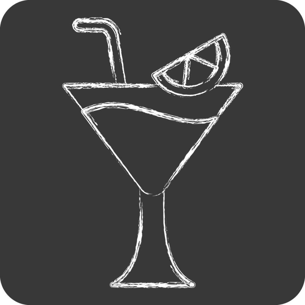 icono martini. relacionado a cócteles, bebida símbolo. tiza estilo. sencillo diseño editable. sencillo ilustración vector