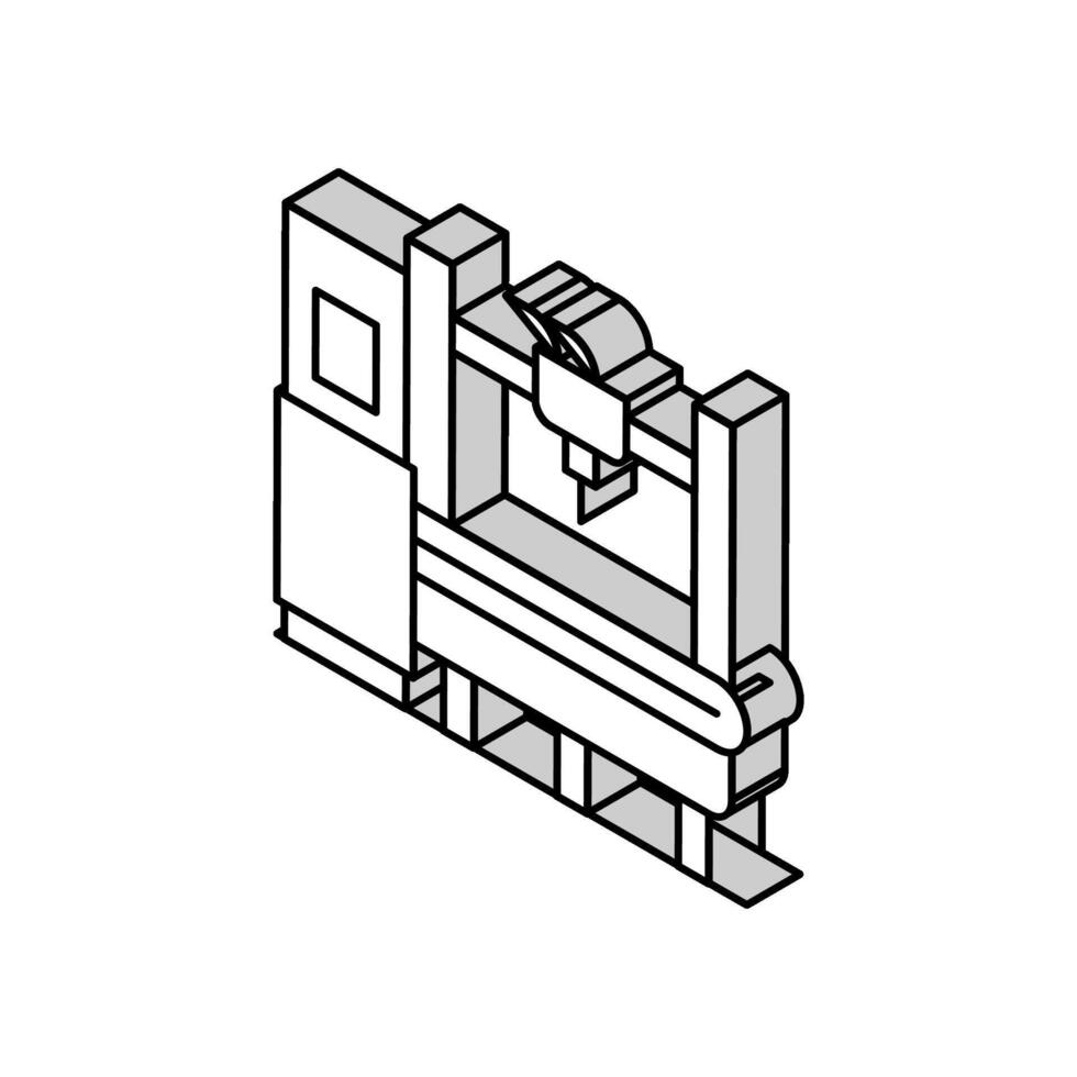 cnc machine manufacturing engineer isometric icon vector illustration