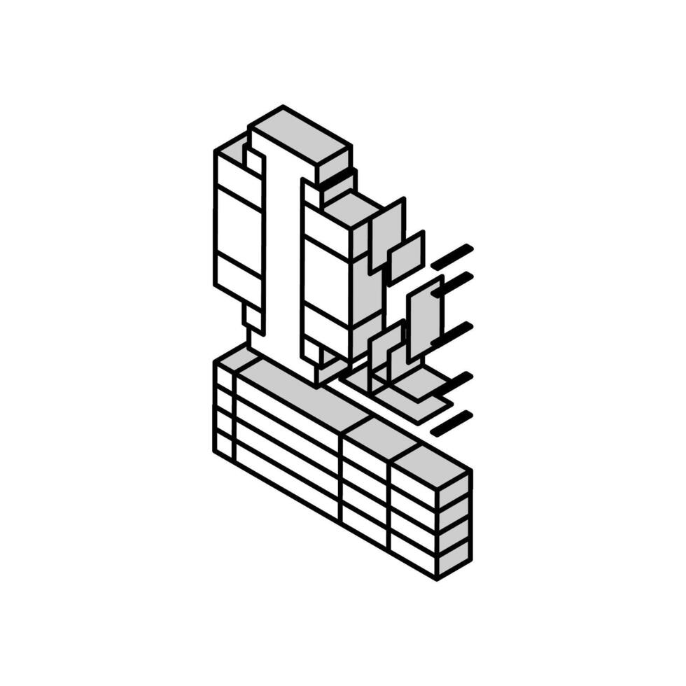 tolerancia análisis mecánico ingeniero isométrica icono vector ilustración