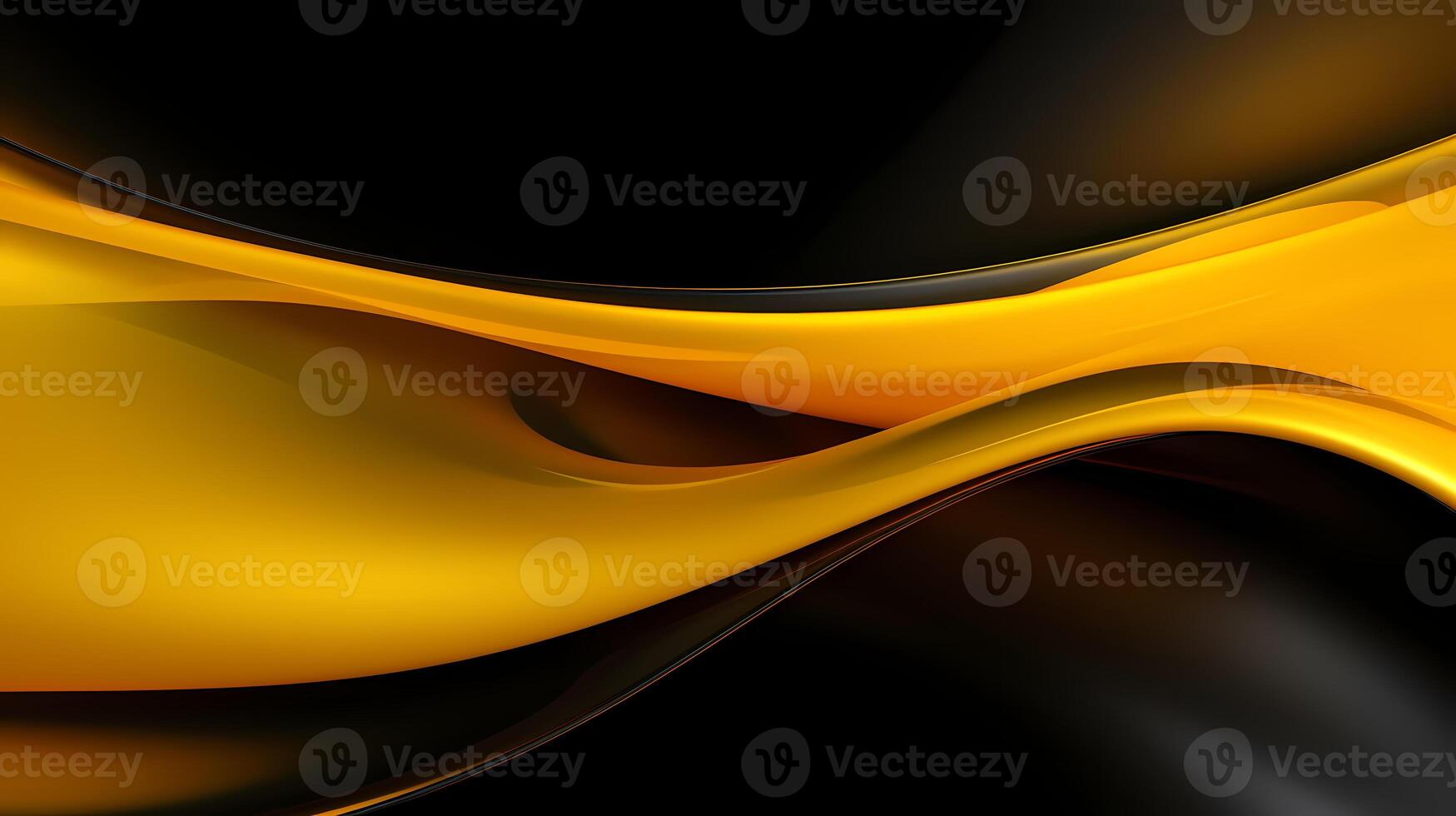 AI generated yellow black glossy Abstract Background photo