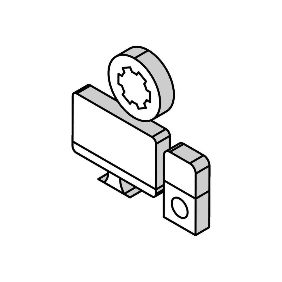 computadora mantenimiento reparar isométrica icono vector ilustración