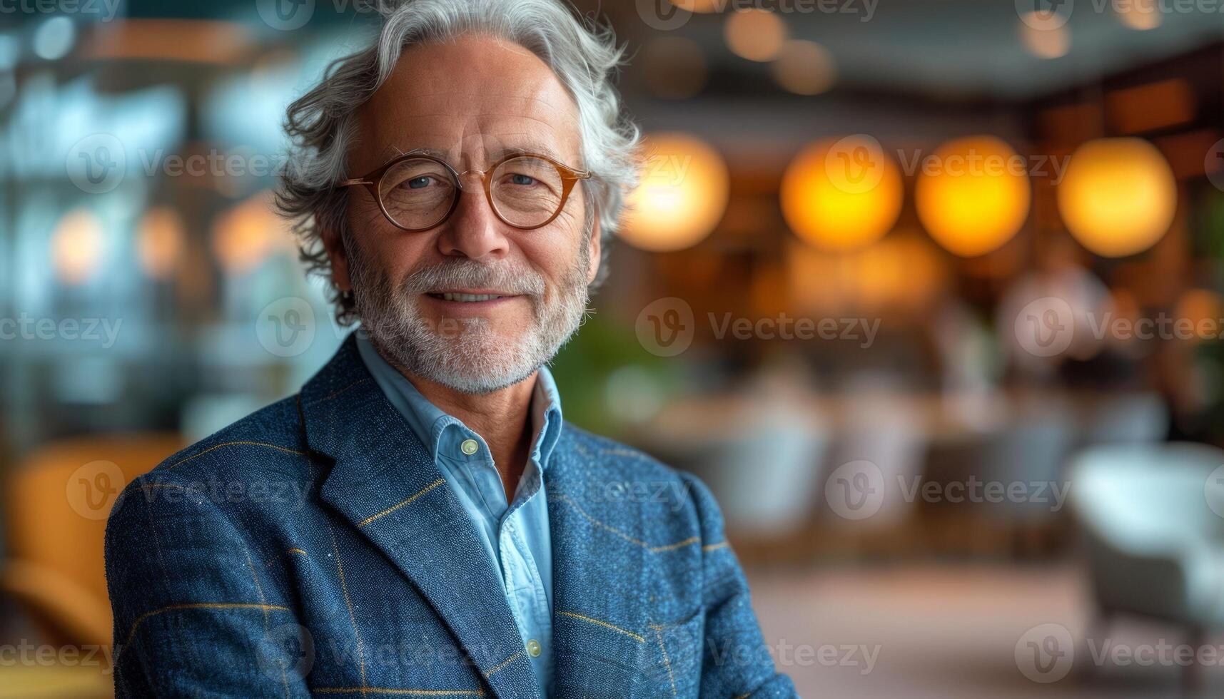 AI generated Portrait of a successful and smiling senior businessman consultant looking at the camera photo