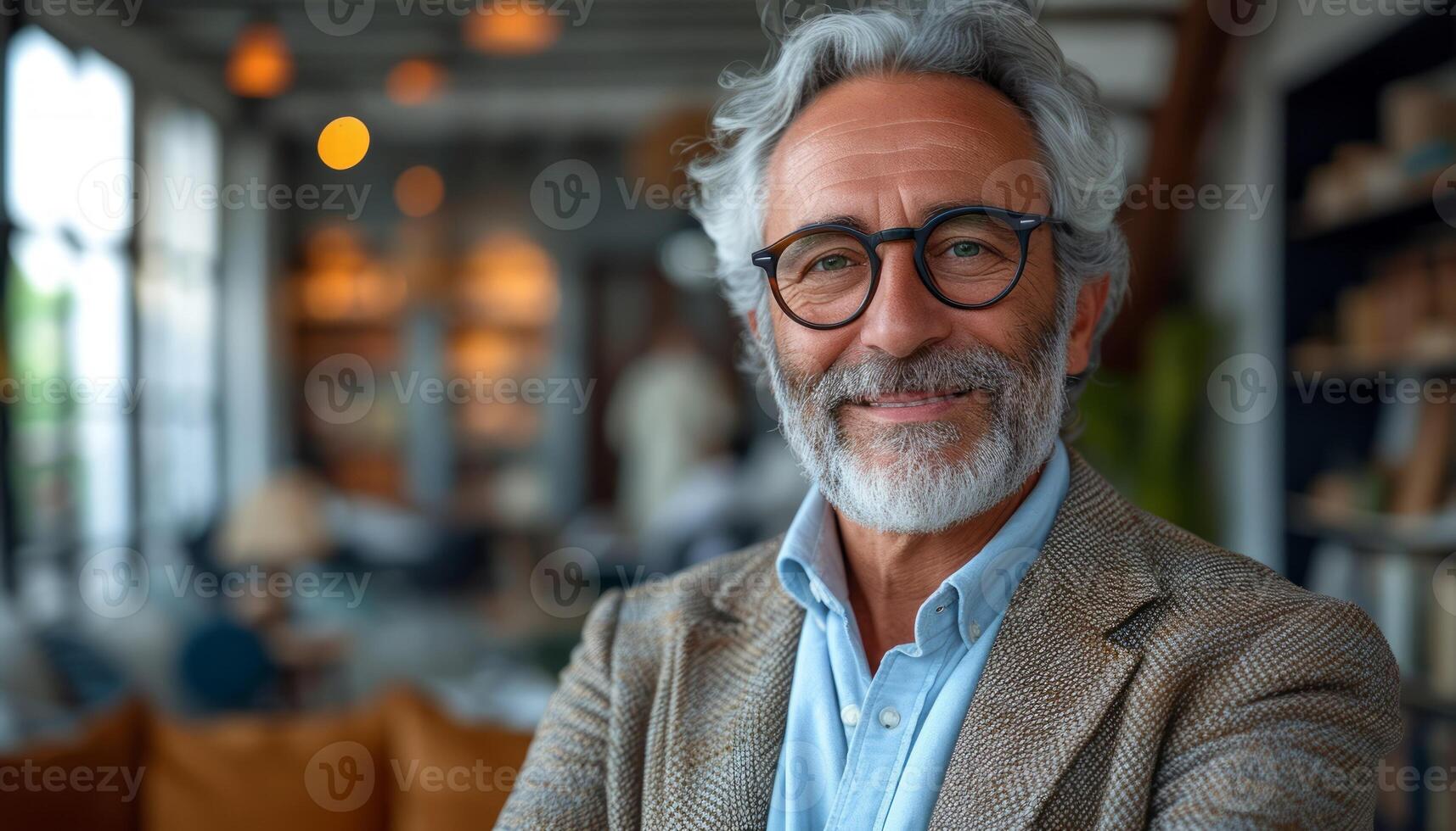 AI generated Portrait of a successful and smiling senior businessman consultant looking at the camera photo