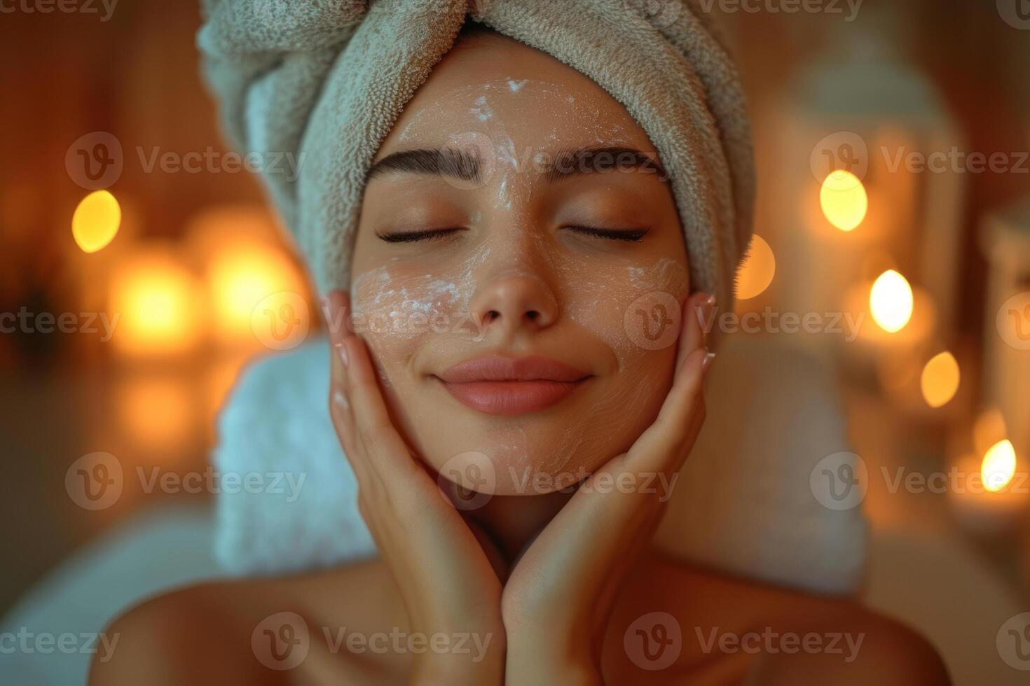 AI generated Serenity in Self-Care A Tranquil Spa Experience Illuminated by Soft, Warm Lights Promoting Wellness and Relaxation photo