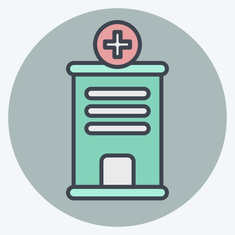 Icon Hospital. related to Medical symbol. color mate style. simple design editable. simple illustration vector