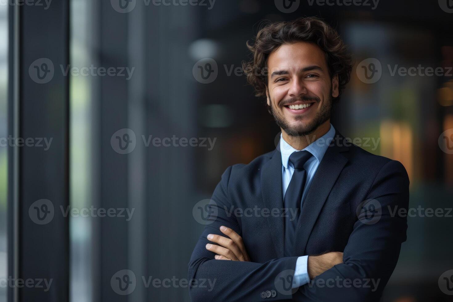 AI generated Portrait of a successful and smiling senior businessman consultant looking at the camera photo