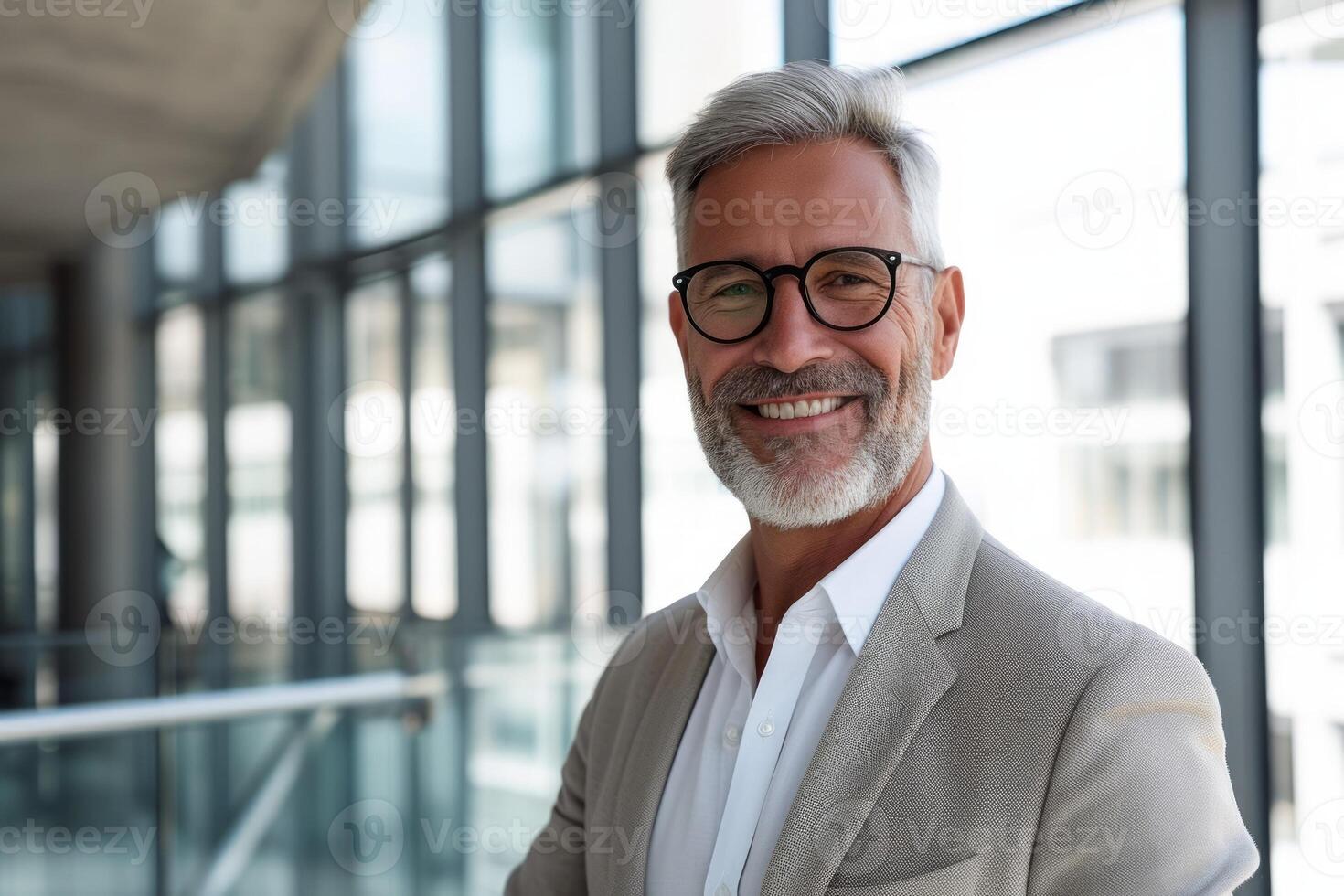 AI generated Portrait of a successful and smiling senior businessman consultant looking at the camera photo