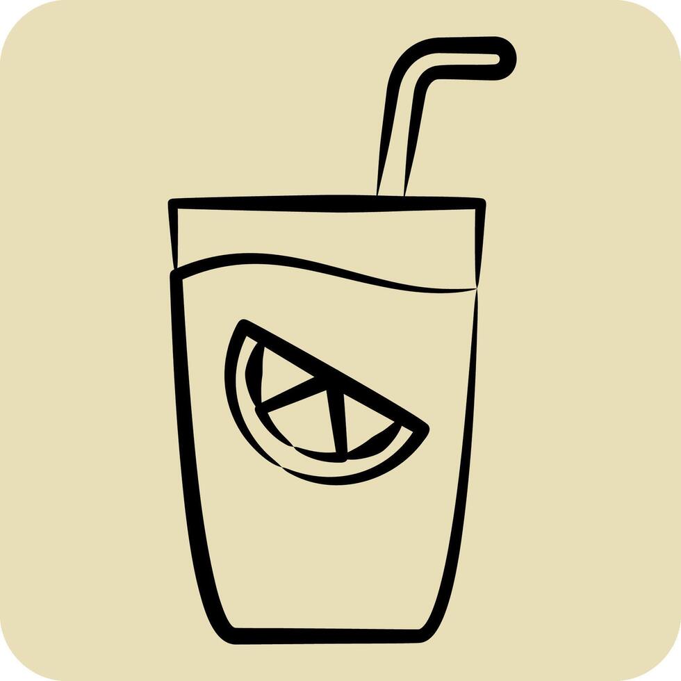 Icon Gin Tonic. related to Cocktails,Drink symbol. hand drawn style. simple design editable. simple illustration vector