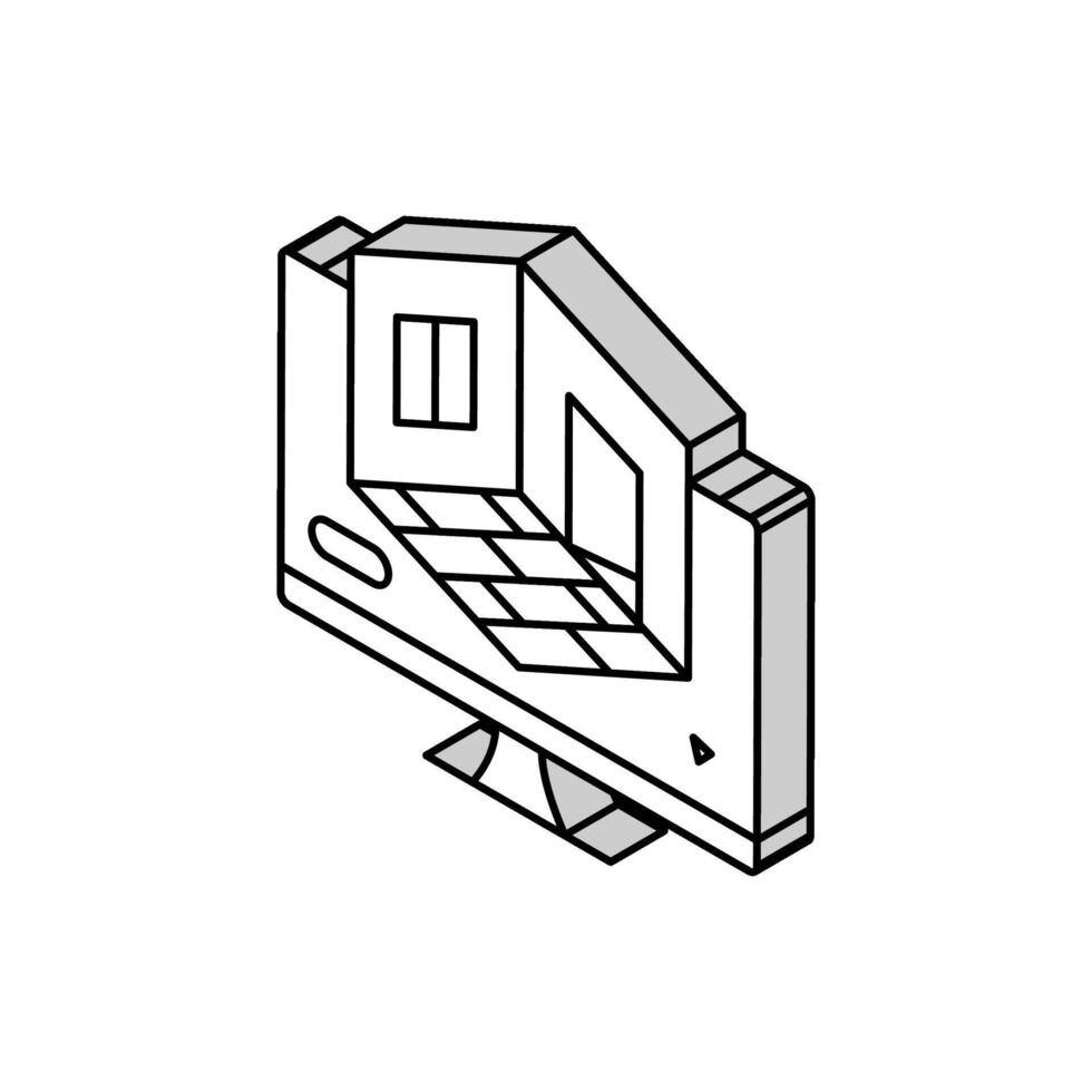 3d habitación modelado interior diseñador isométrica icono vector ilustración