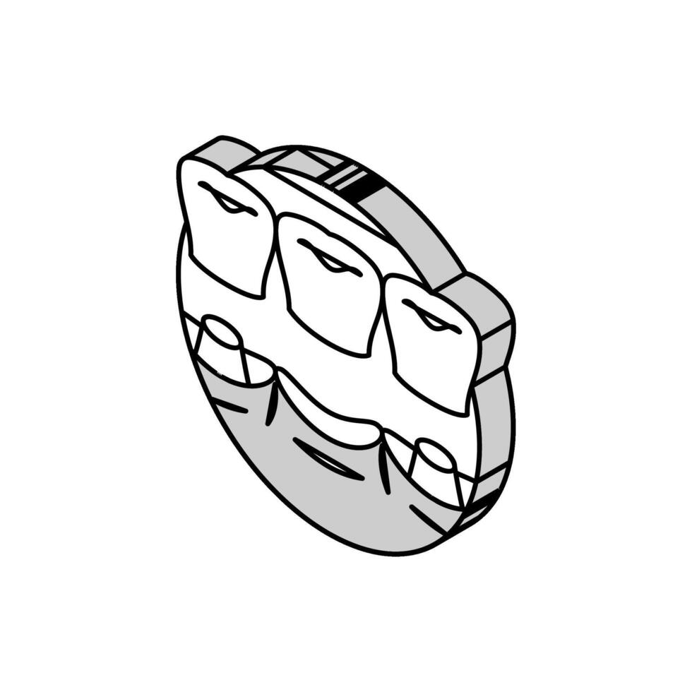 puente dental procedimiento isométrica icono vector ilustración