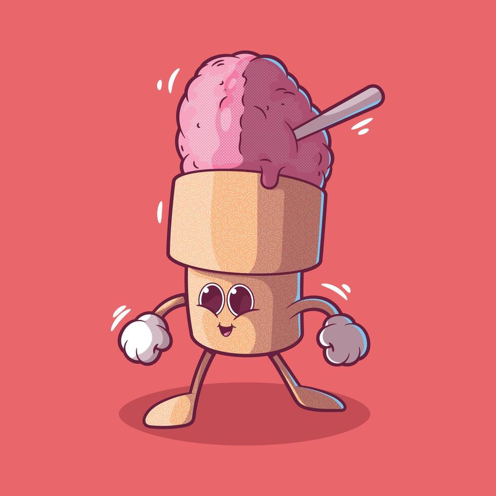 Ice Cream Punk character vector illustration. Food, brand, mascot design concept.