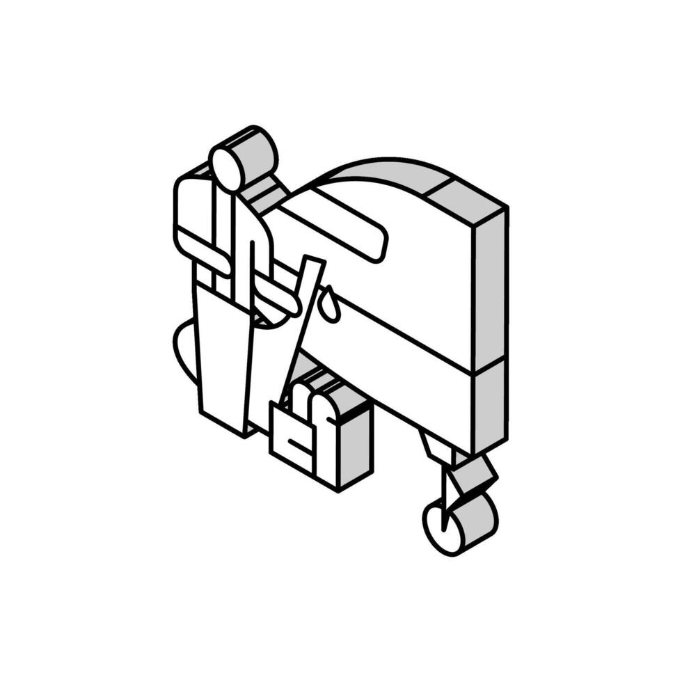 lubrication service aircraft isometric icon vector illustration