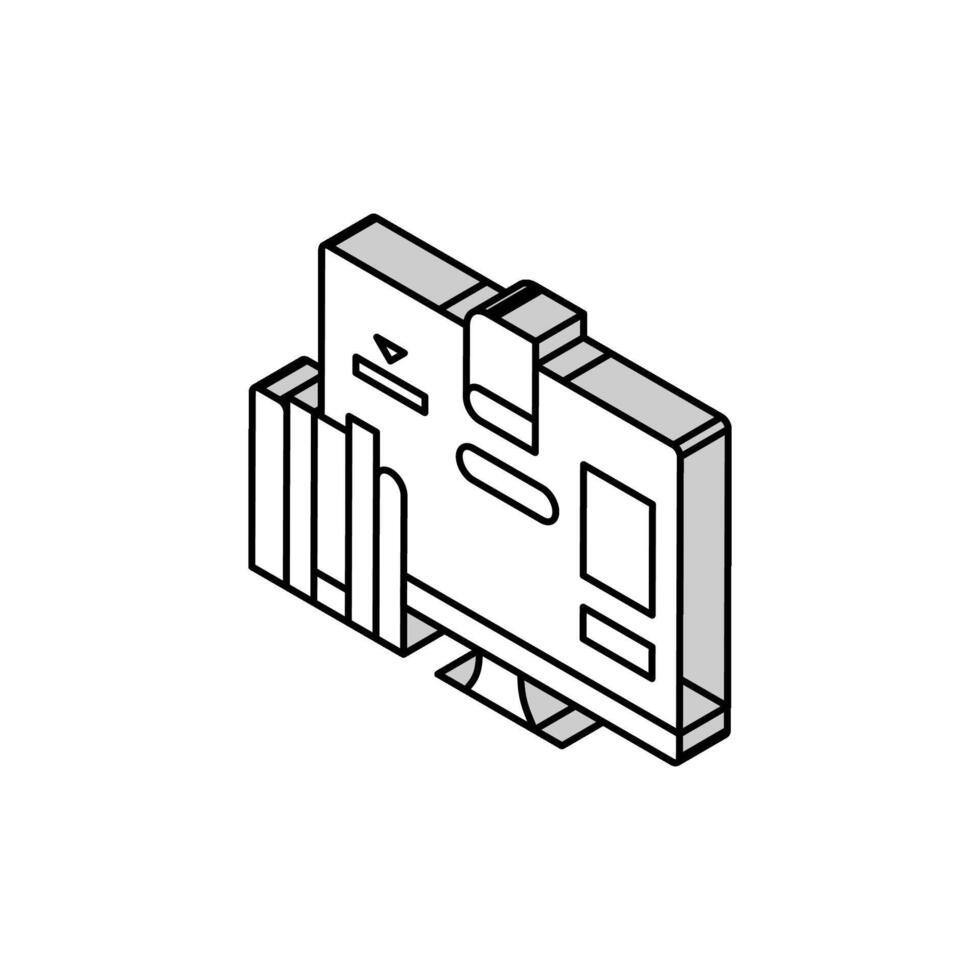 estudiar materiales en línea aprendizaje plataforma isométrica icono vector ilustración