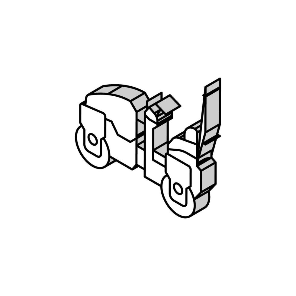 compaction roller construction vehicle isometric icon vector illustration