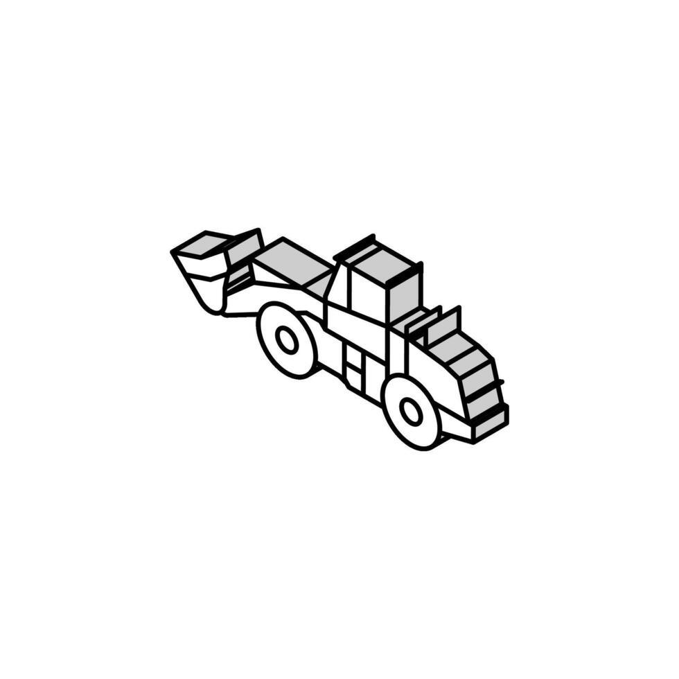 rueda cargador construcción vehículo isométrica icono vector ilustración