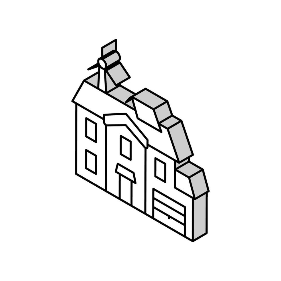 building energy efficient isometric icon vector illustration