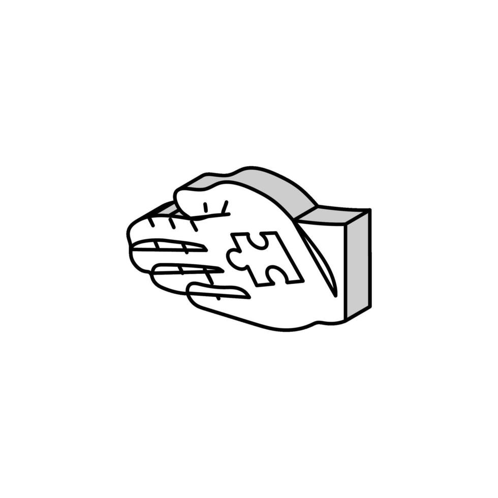 hand puzzle jigsaw isometric icon vector illustration