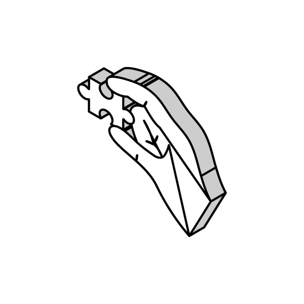 puzzle hand jigsaw isometric icon vector illustration