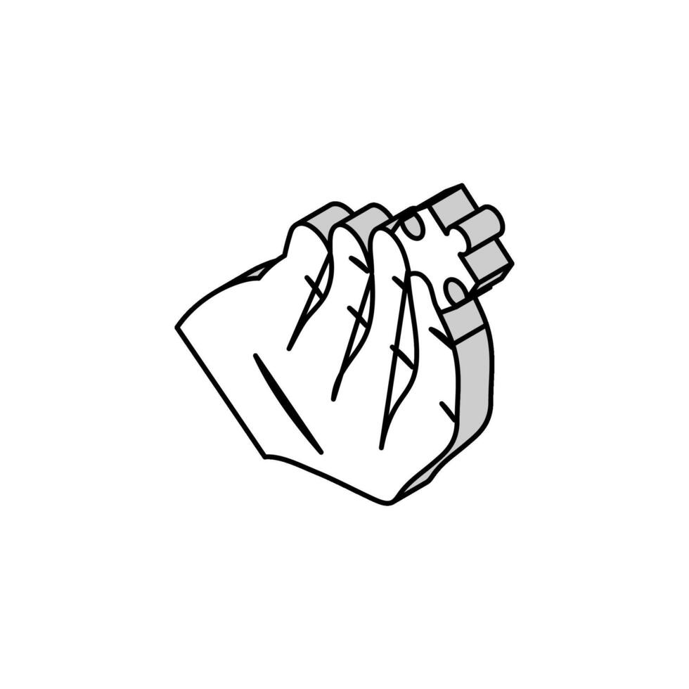 jigsaw puzzle hand isometric icon vector illustration