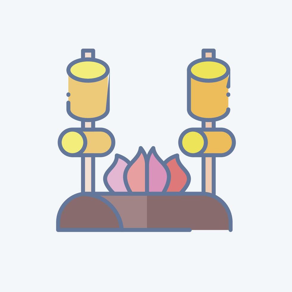 Icon Bonfire. related to Picnic symbol. doodle style. simple design editable. simple illustration vector