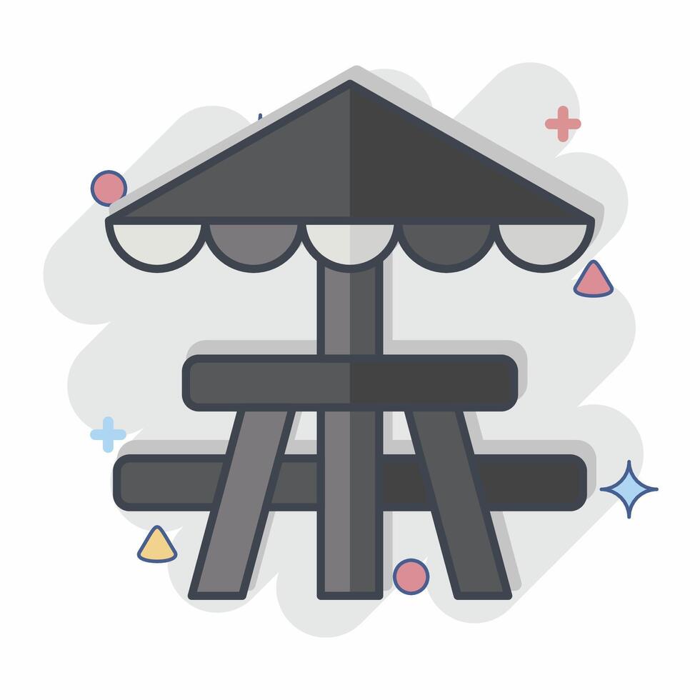 Icon Picnic Table. related to Picnic symbol. comic style. simple design editable. simple illustration vector
