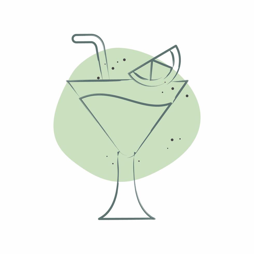 icono martini. relacionado a cócteles, bebida símbolo. color Mancha estilo. sencillo diseño editable. sencillo ilustración vector