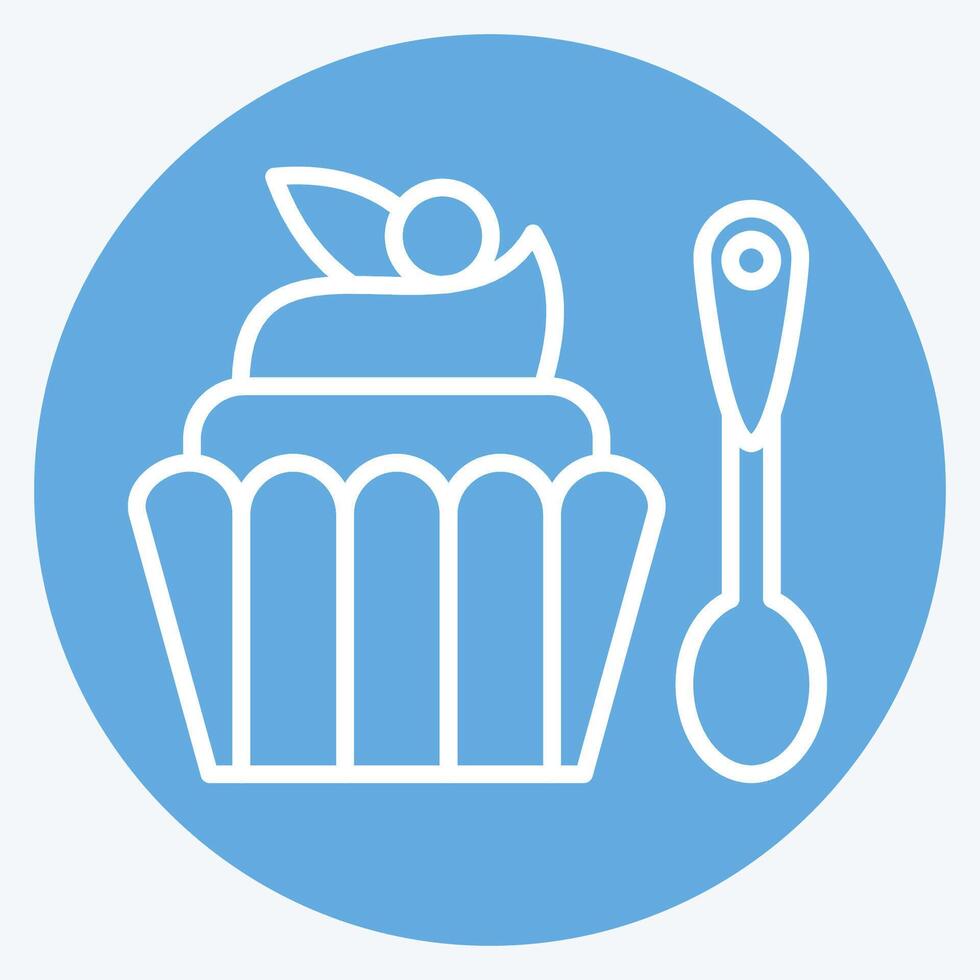 Icon Cupcake. related to Fast Food symbol. blue eyes style. simple design editable. simple illustration vector