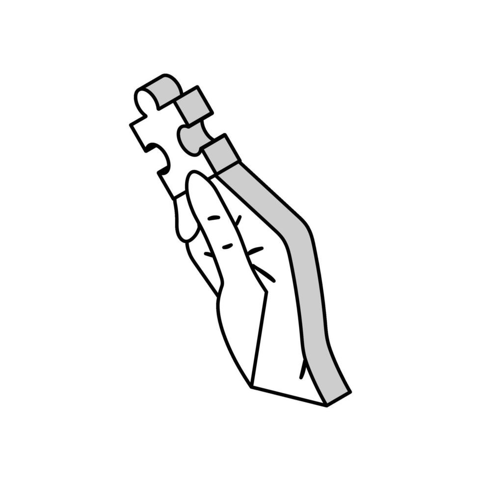 puzzle jigsaw hand isometric icon vector illustration