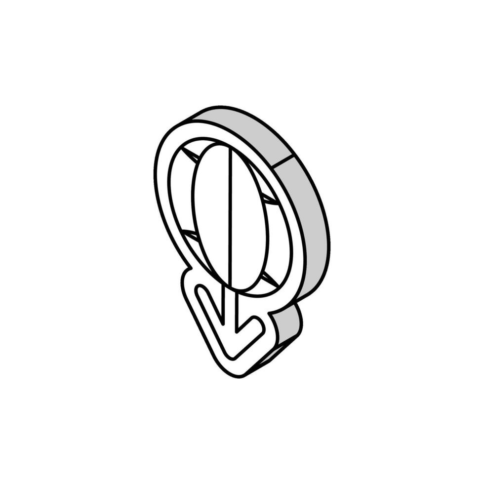 planet down arrow download data isometric icon vector illustration