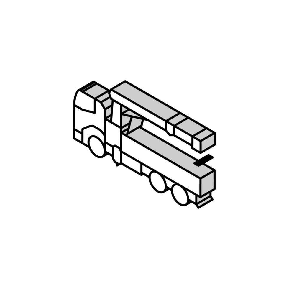boom truck construction vehicle isometric icon vector illustration