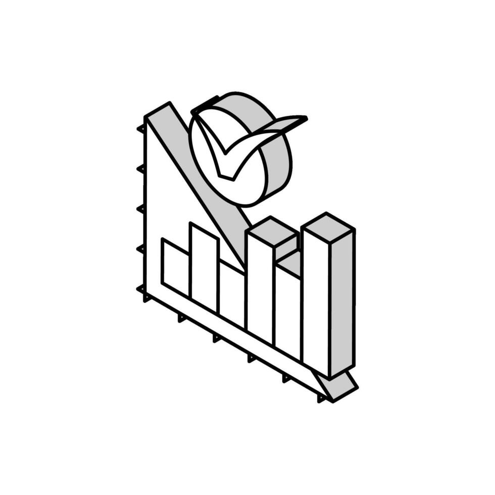 grafico cheque marca isométrica icono vector ilustración