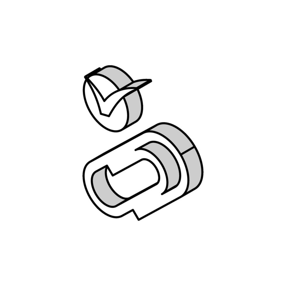 paper clip check mark isometric icon vector illustration