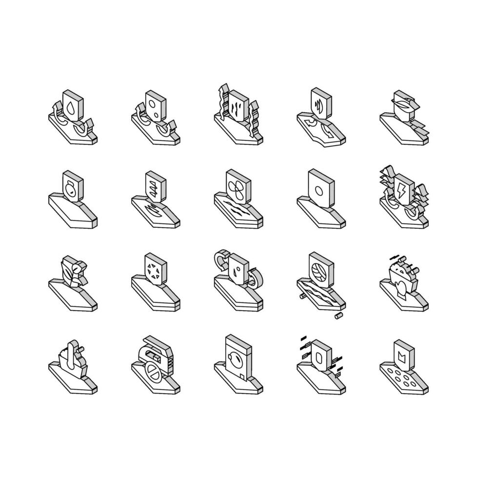 Fabrics Properties Collection isometric icons set vector