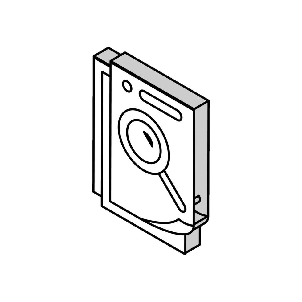 document search magnifying glass isometric icon vector illustration