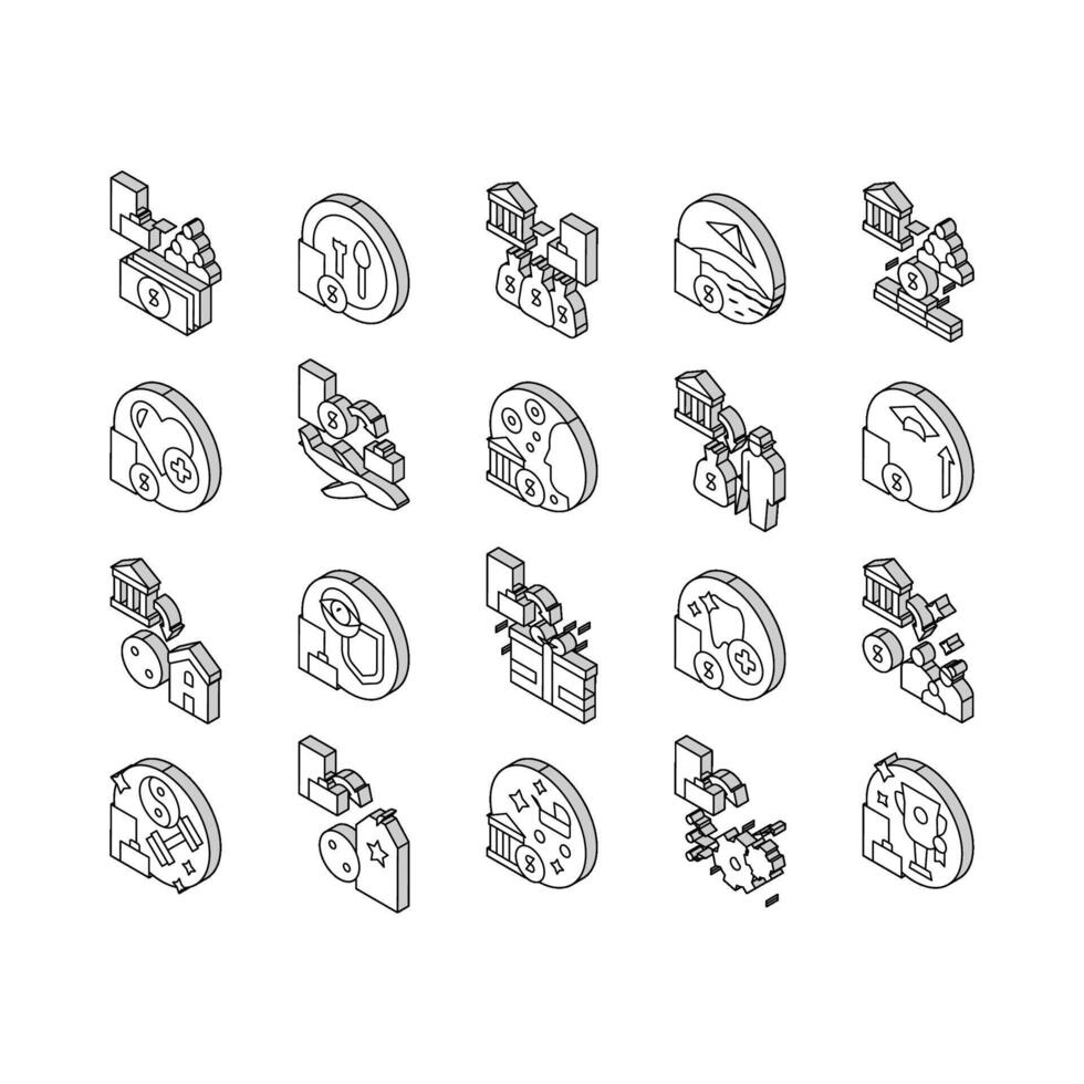 Benefits For Business Collection isometric icons set vector