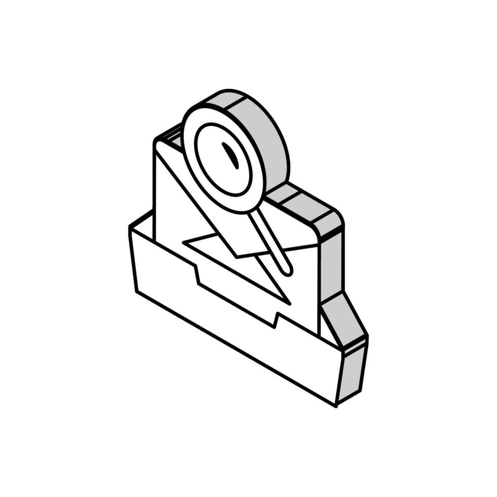 mailbox search magnifying glass isometric icon vector illustration