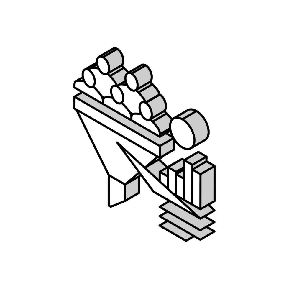 incrementar mqls isométrica icono vector ilustración