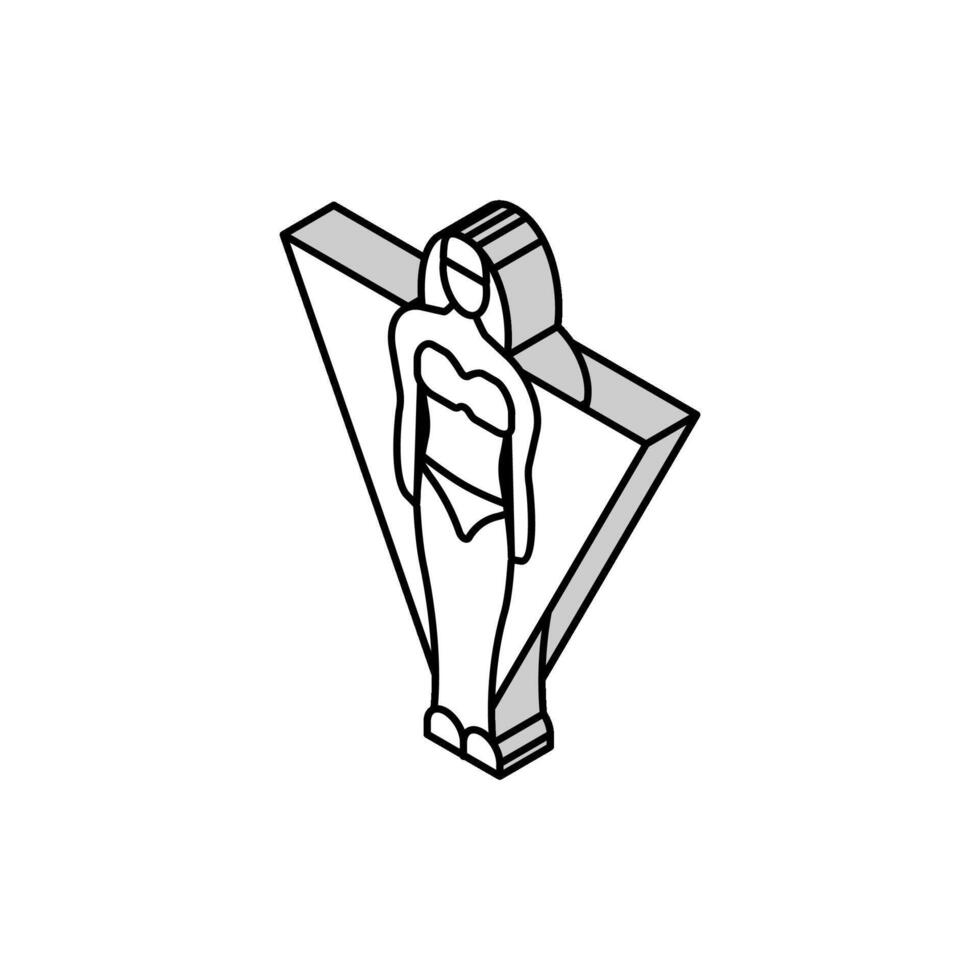 invertido triángulo hembra cuerpo tipo isométrica icono vector ilustración